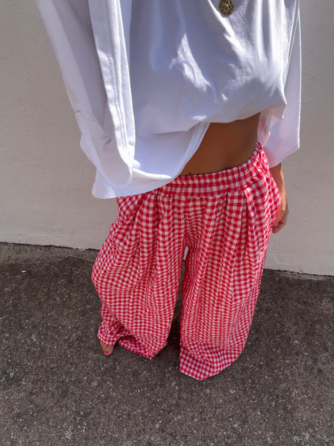 Pantalon à carreaux - rouge (pré commande)