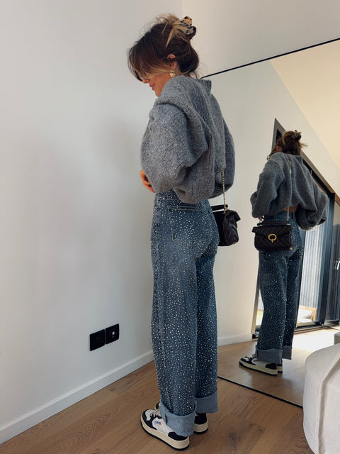 Jeans à strass - bleu