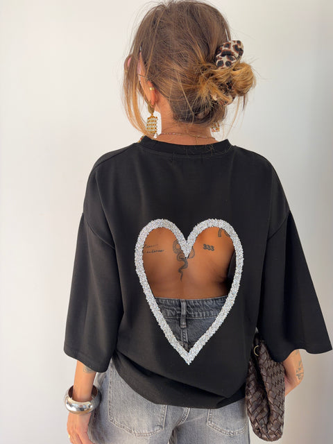 T-shirt coeur - noir