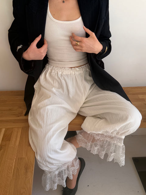 Pantalon à dentelle - blanc