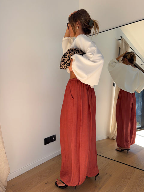 Pantalon en viscose - terracotta