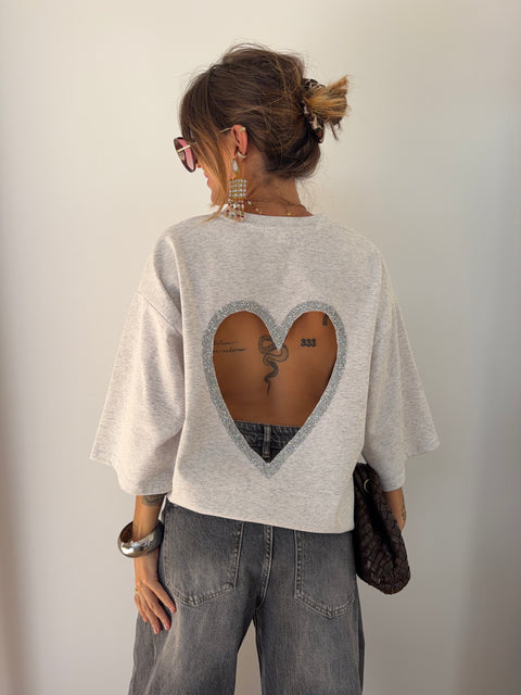 T-shirt coeur - gris