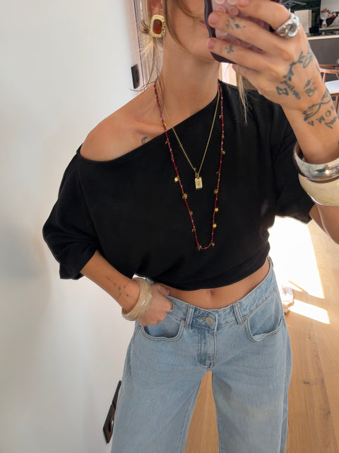 T-shirt froncé - noir