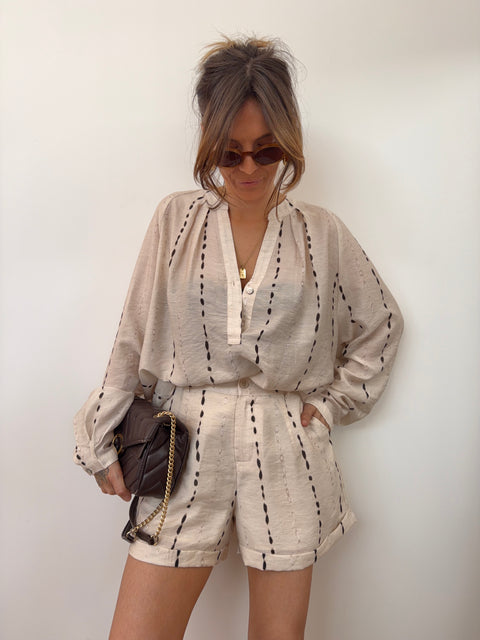Blouse à motifs - beige