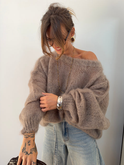 Pull 80% Mohair - taupe