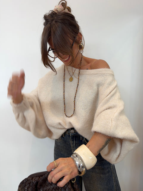 Pull asymétrique - écru
