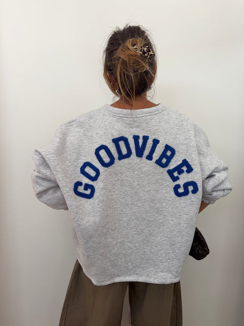 Pull GOOD VIBES - bleu roi