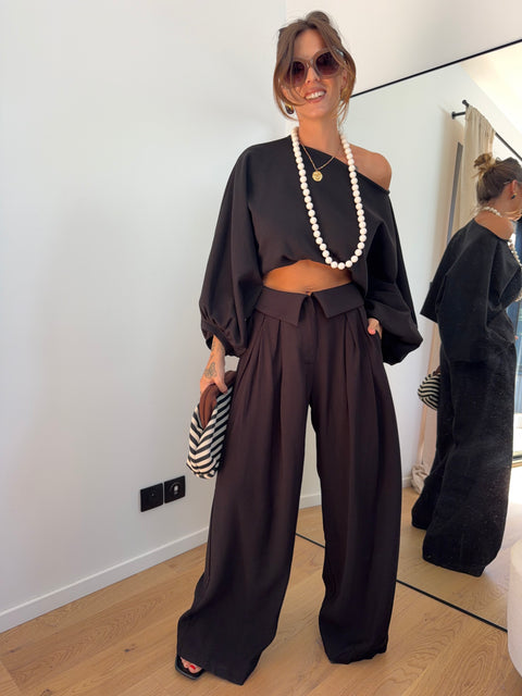 Pantalon à revers - noir