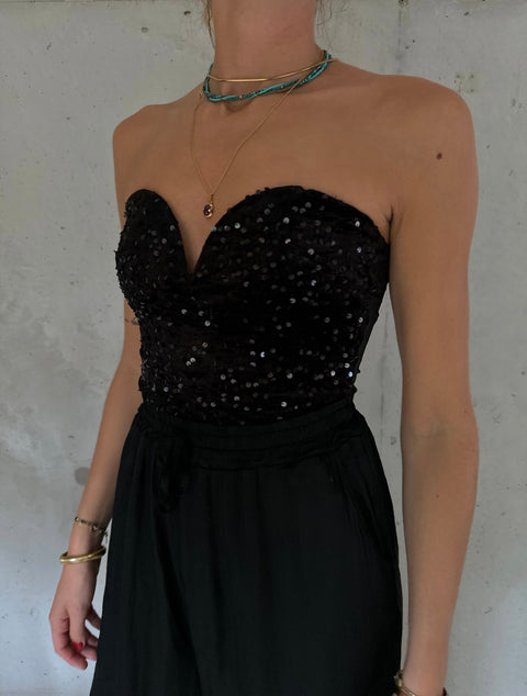 Bustier à paillettes - noir