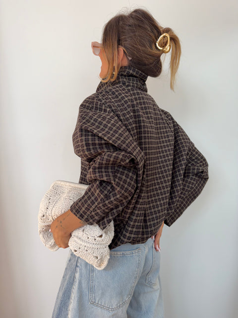 Veste à carreaux - marron et beige