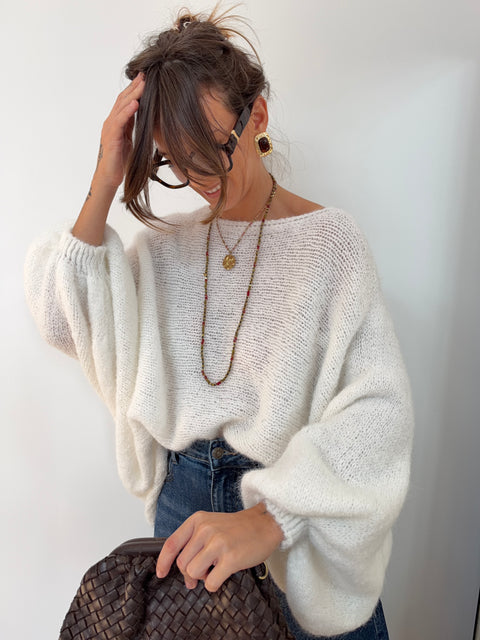 Pull en maille - blanc