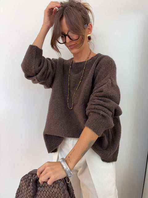 Pull dos nu dentelle - choco