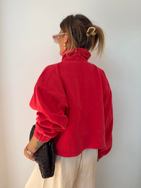 Veste en jean - rouge
