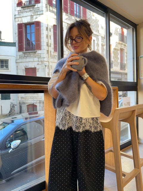 Pantalon baggy à pois - bleu marine