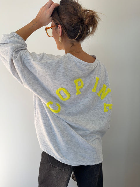 Sweat Copine - gris et jaune fluo (pré commandé)