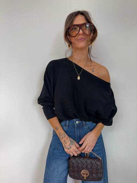 Pull asymétrique - noir