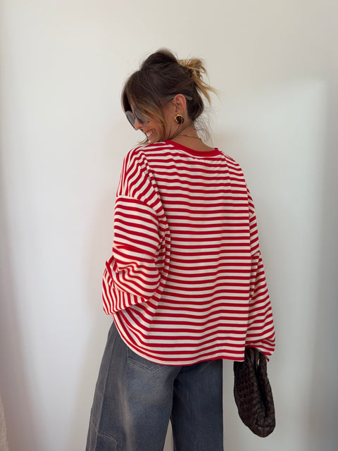 Sweat marinière rouge