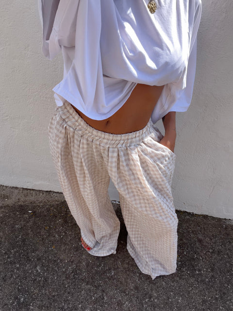 Pantalon à carreaux - beige clair (pré commande)