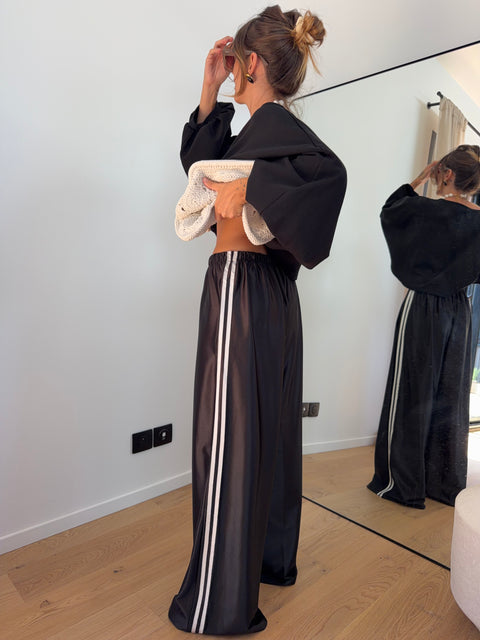 Pantalon à bandes métallisé - noir