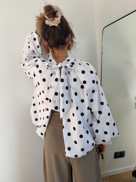 Blouse dos nu à pois