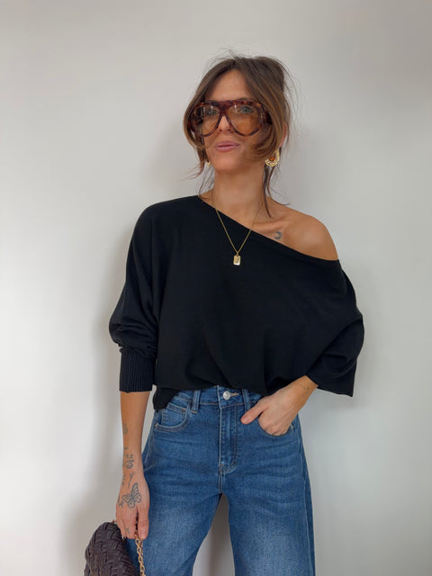 Pull asymétrique - noir