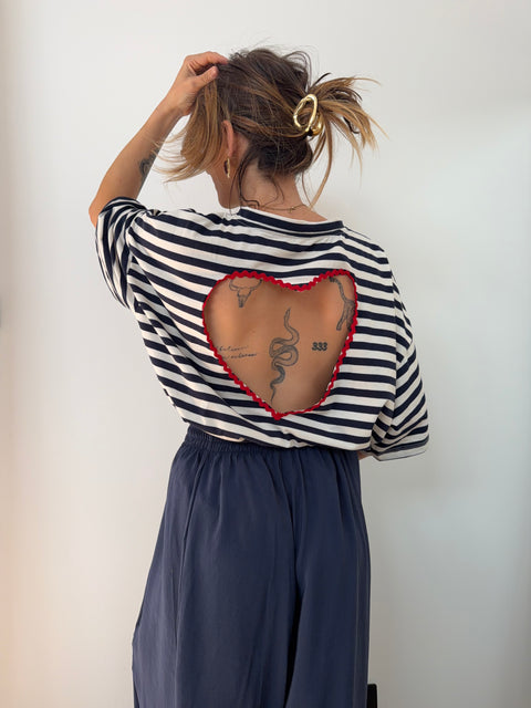 T-shirt coeur - bleu marine