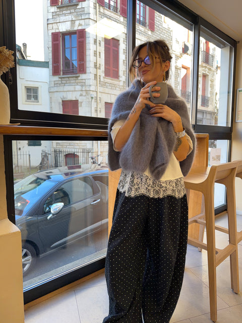 Pantalon baggy à pois - bleu marine