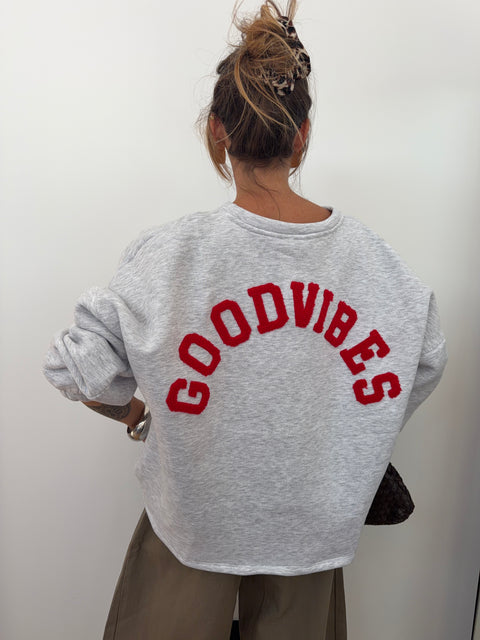 Pull GOOD VIBES - rouge