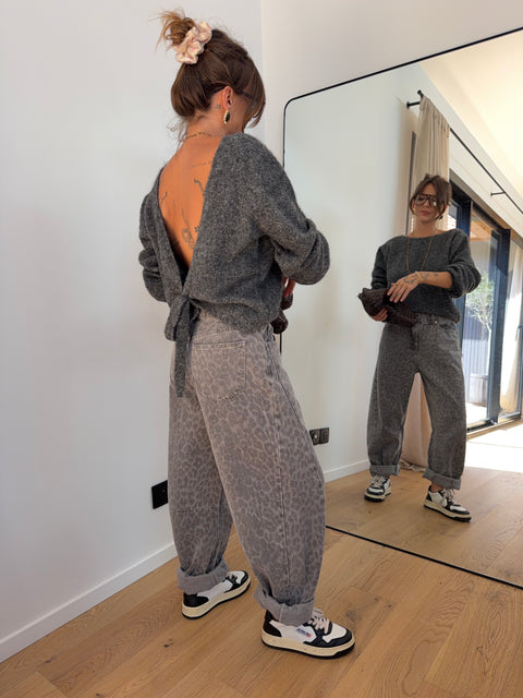 Jeans baggy léopard gris - Kylie