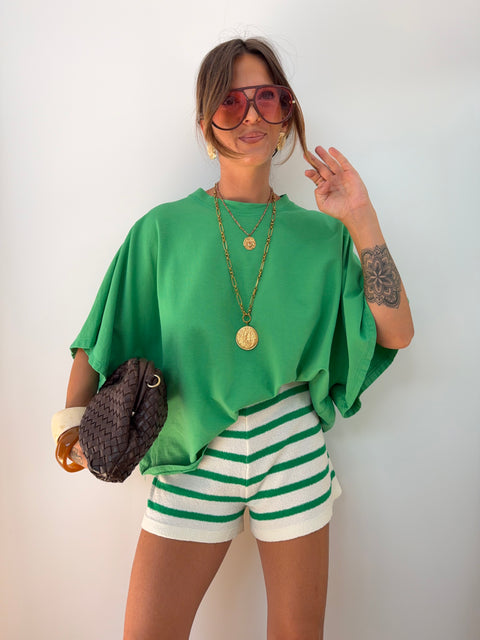Short en éponge - rayé vert
