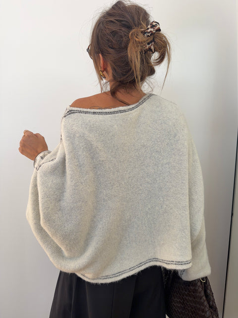 Pull avec coutures - crème