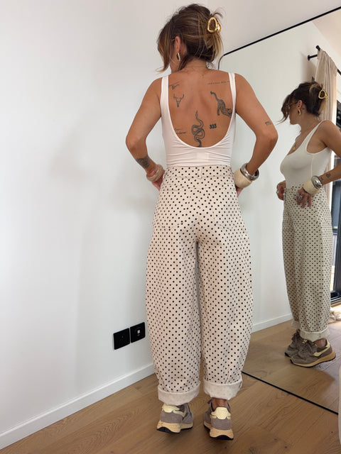 Jeans à pois - beige et choco