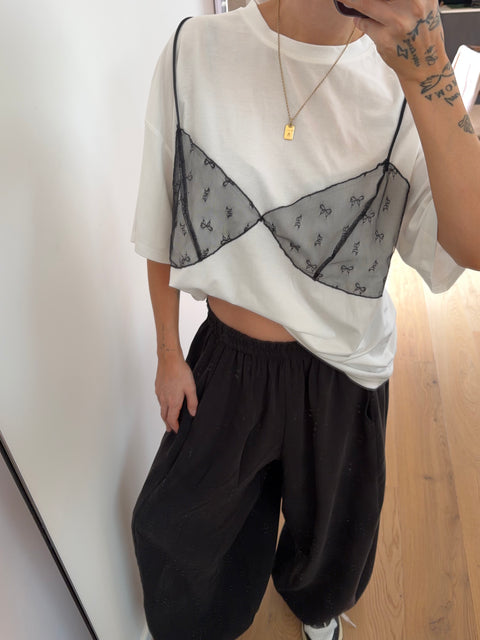 T-shirt soutien gorge dentelle - blanc
