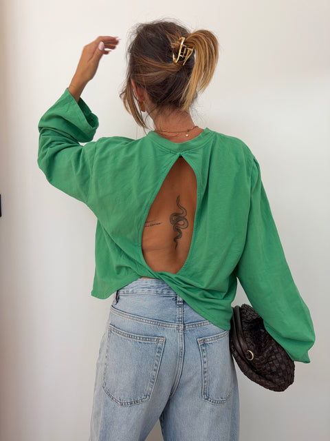 Haut manches longues dos nu - vert