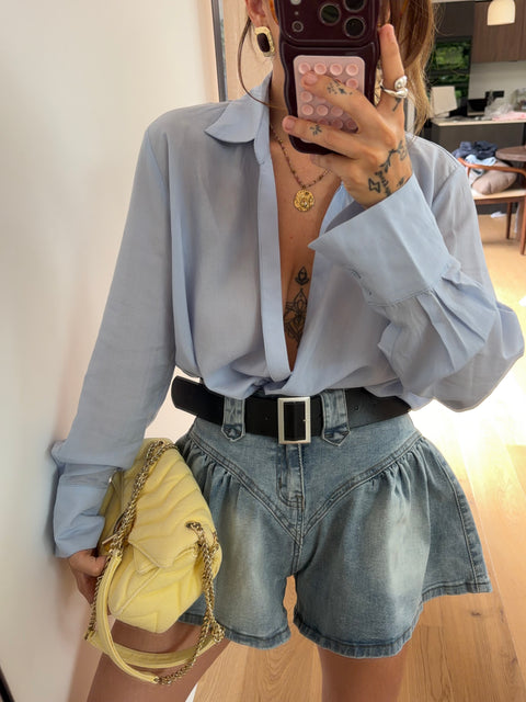 Blouse cache cœur - bleu ciel