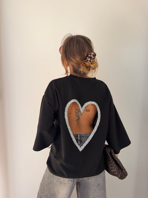 T-shirt coeur - noir