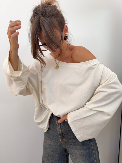 T-shirt asymétrique - écru