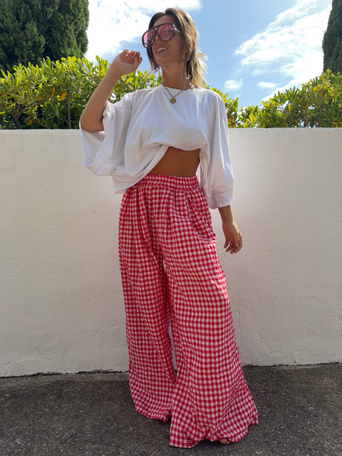 Pantalon à carreaux - rouge (pré commande)