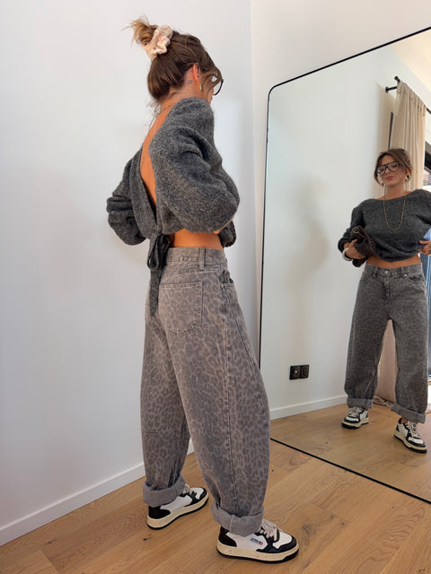 Jeans baggy léopard gris - Kylie