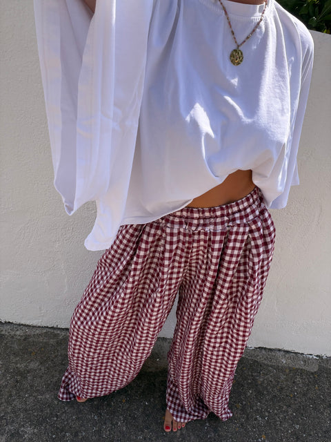 Pantalon à carreaux - bordeaux(pré commande)