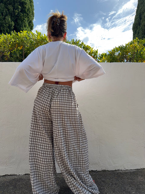 Pantalon à carreaux - taupe (pré commande)