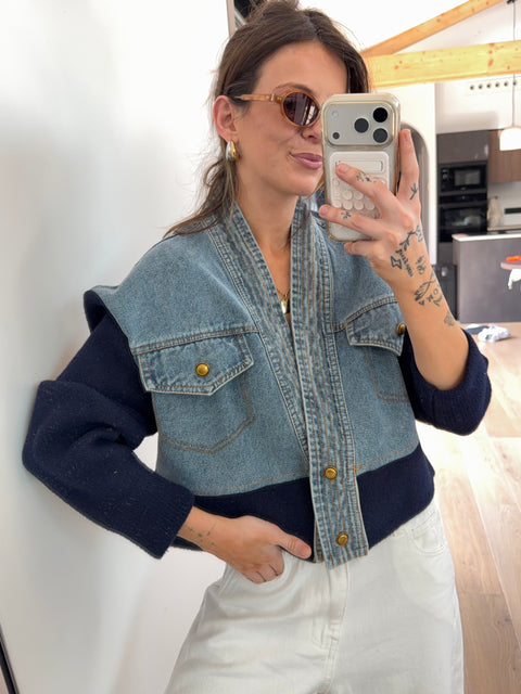 Veste bi-matière en jean