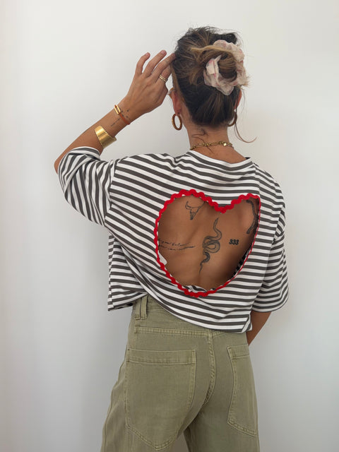 T-shirt coeur - kaki