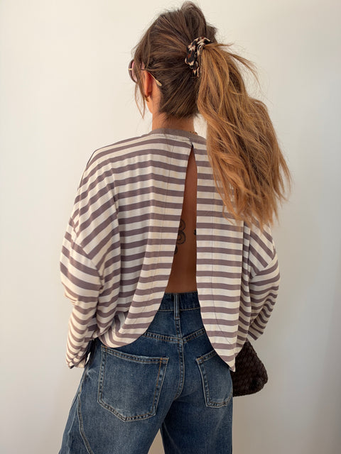 Haut Lover’s ELLA rayé - taupe & blanc