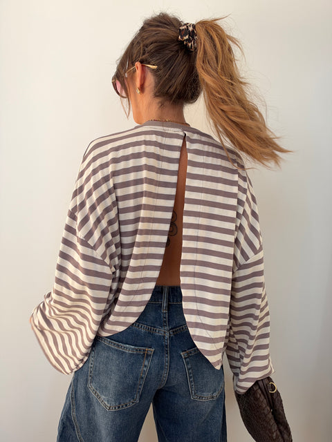 Haut Lover’s ELLA rayé - taupe & blanc