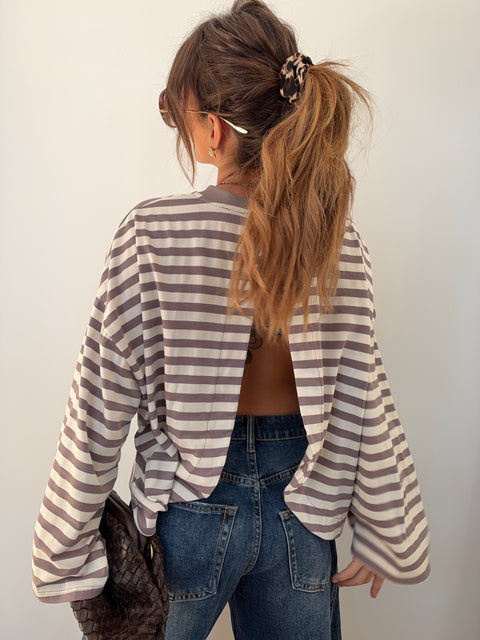 Haut Lover’s ELLA rayé - taupe & blanc