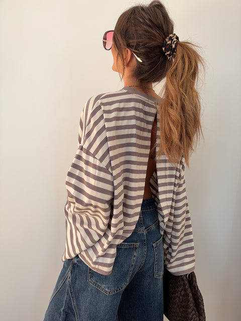 Haut Lover’s ELLA rayé - taupe & blanc