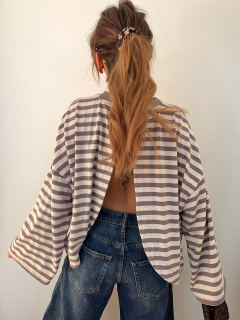 Haut Lover’s ELLA rayé - taupe & blanc