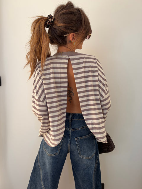 Haut Lover’s ELLA rayé - taupe & blanc