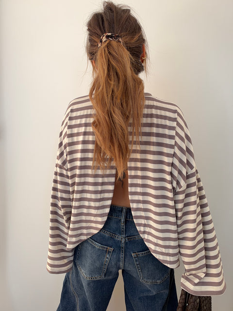 Haut Lover’s ELLA rayé - taupe & blanc